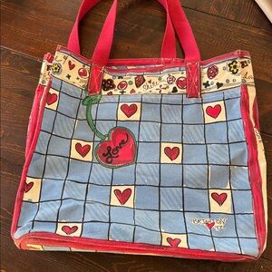 Brighton Love Sparkle Tote Canvas Bag Tom Clancy Design Hearts Cat Dog